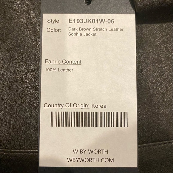 CLASSICS by WORTH NWT STRETCH LEATHER JACKET, BROWN, Size 6. Zipper w/pockets. - Picture 4 of 10